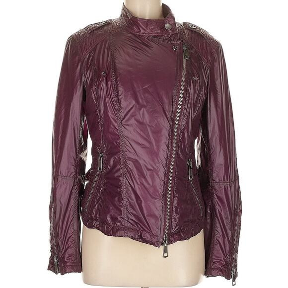 BURBERRY Asymmetrical Full Zip Motorcycle Jacket Size 8 EUC - Picture 4 of 9